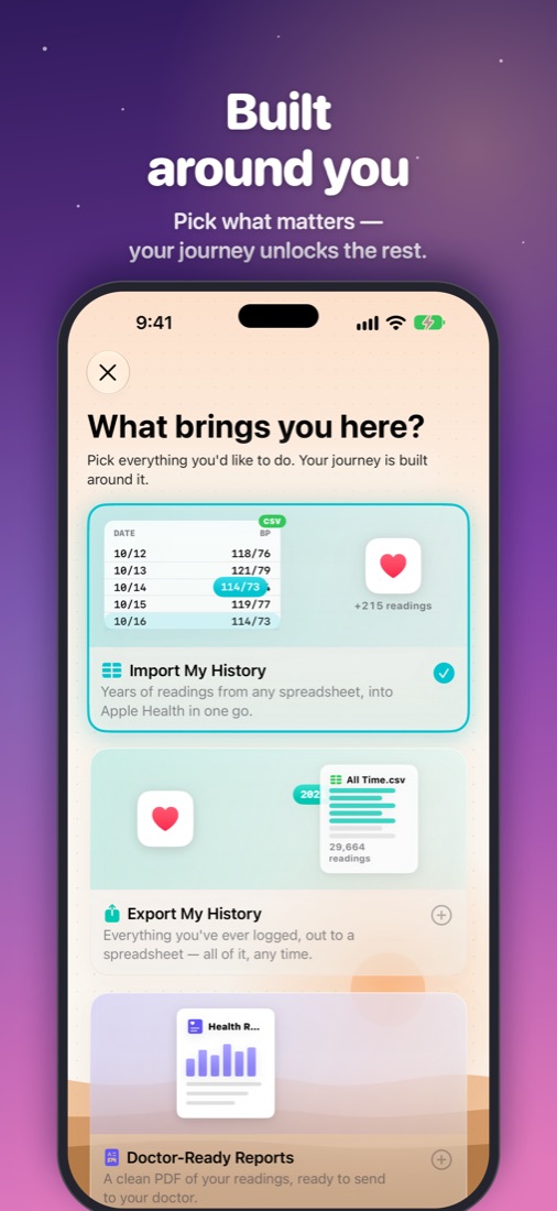 What brings you here? — pick what matters to you